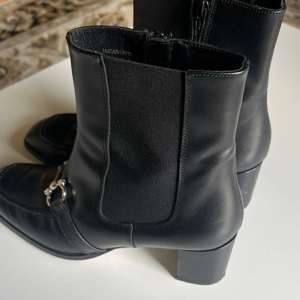 RENATTA Black Leather Women's Ankle Boots with Horsebit Detail MADE IN SPAIN 🇪🇸